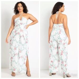 NWT ELOQUII Slit Leg Halter Jumpsuit - A Fine Romance